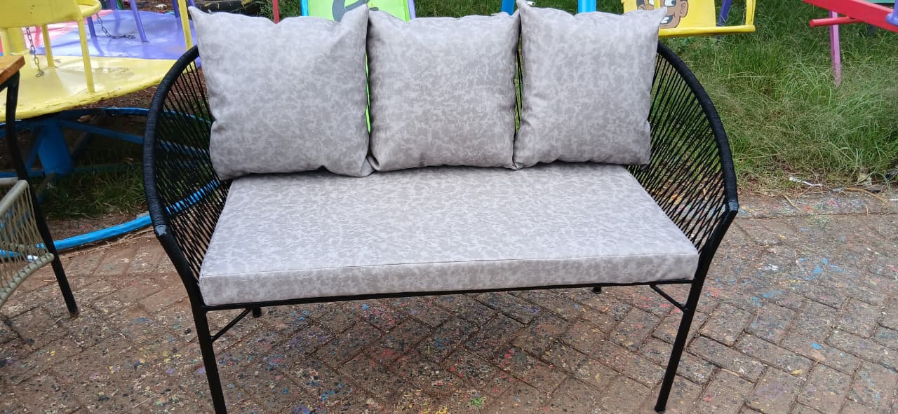 Grey Wicker Loveseat